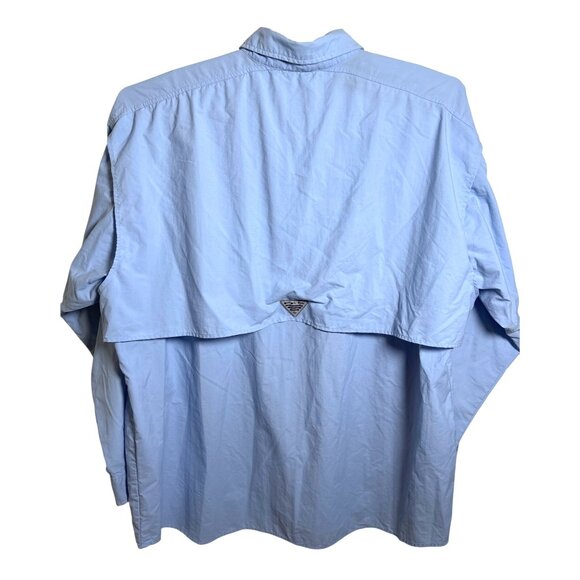 Columbia PFG Mens Size 2XL Light Blue Long Sleeve Button Down Omni Shade Fishing - Picture 8 of 10